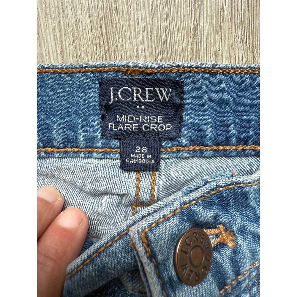 J.CREW Mid Rise Flare Crop, women's size 28, denim jeans, button fly  casual - Picture 3 of 5